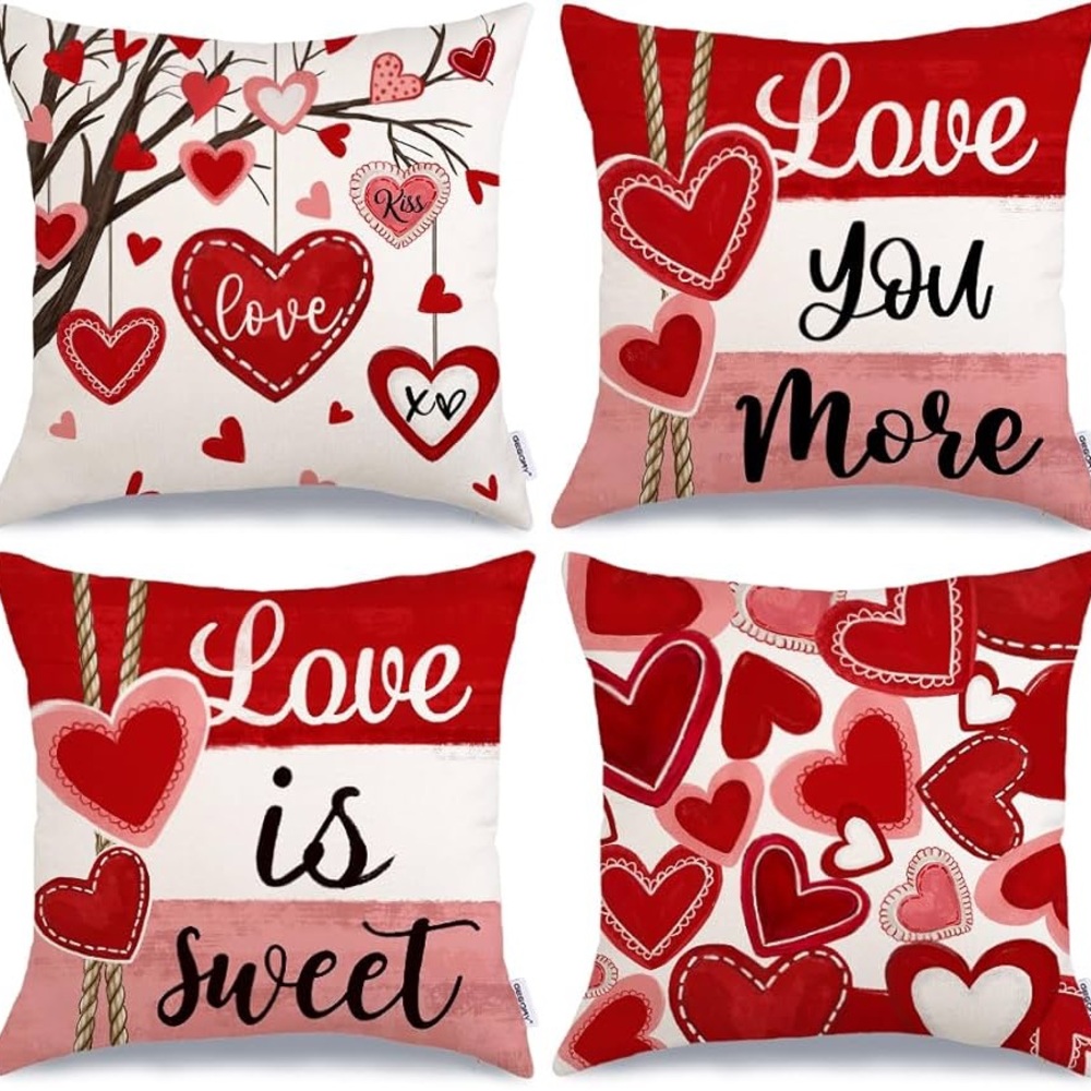 Valentine's Day Love Heart Pillow Covers Set